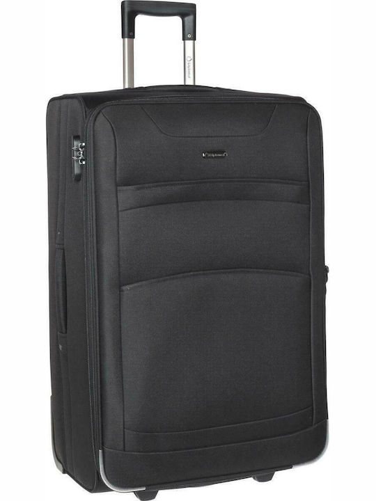 Diplomat Large The London Collection Large Fabric Black Suitcase With 2 Wheels Height 77cm