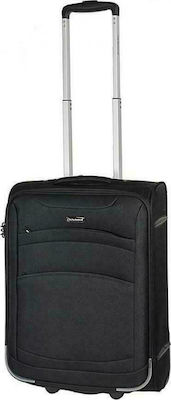 Diplomat Cabin Travel Suitcase Fabric Black with 2 Wheels Height 55cm