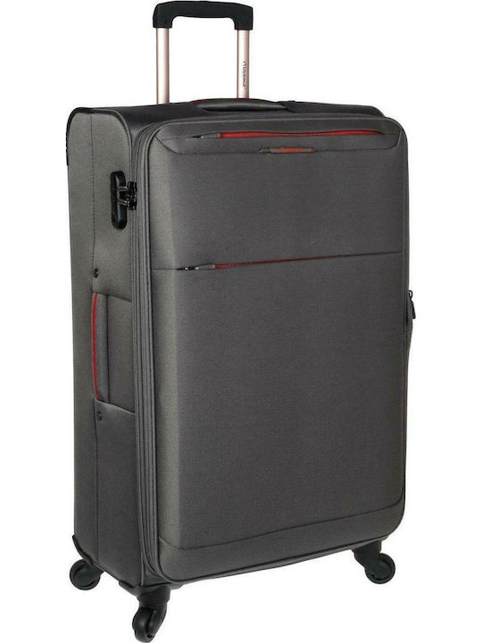 Diplomat Large The Athens Collection Large Fabric Gray Suitcase with 4 Wheels Height 78cm