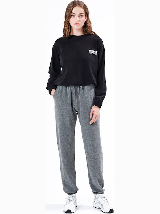 Gekürzt Damen Sweatshirt Schwarz