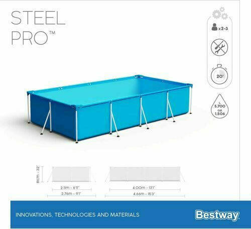 Bestway Πισίνα 5700lt με Μεταλλικό Σκελετό 400x211x81εκ. Μπλε
