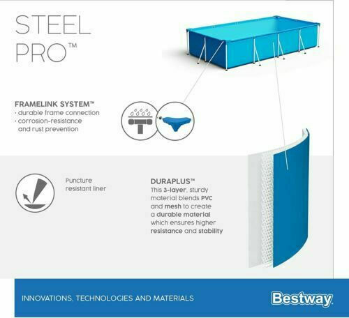 Bestway Πισίνα 5700lt με Μεταλλικό Σκελετό 400x211x81εκ. Μπλε