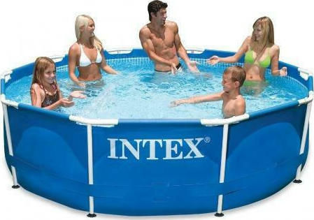 Intex Στρογγυλή Πισίνα PVC 6503lt με Μεταλλικό Σκελετό 366x76εκ. Μπλε