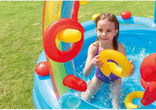 Intex Rainbow Ring Play Center Children's Round Swimming Pool 206lt Inflatable 297x135cm Light Blue