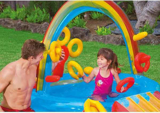Intex Rainbow Ring Play Center Children's Round Swimming Pool 206lt Inflatable 297x135cm Light Blue