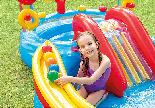 Intex Rainbow Ring Play Center Children's Round Swimming Pool 206lt Inflatable 297x135cm Light Blue