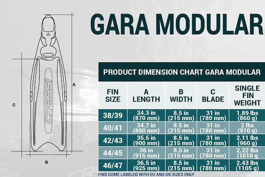 CressiSub Βατραχοπέδιλα Κατάδυσης Gara Modular Μακριά Μαύρα