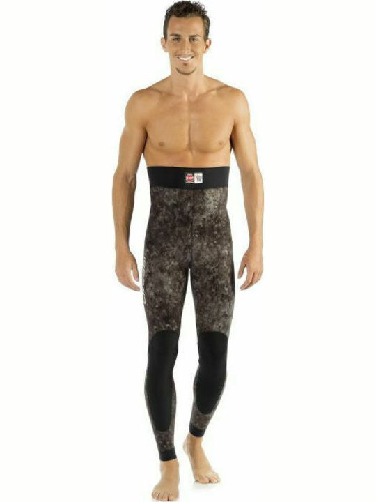 CressiSub Tracina Shaved Wetsuit Jumpsuit with Chest Pad for Speargun Camouflage Brown 7mm