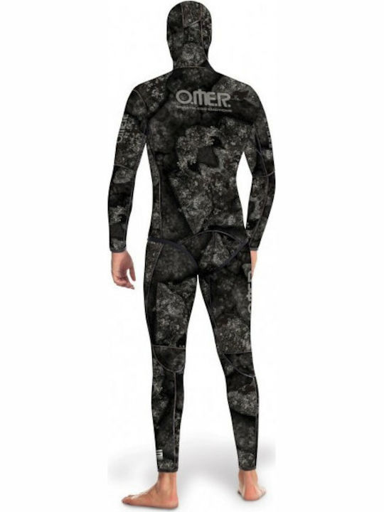 Omer Black Stone Divisible Wetsuit Shaved with Chest Pad for Speargun Grey Camouflage 3mm
