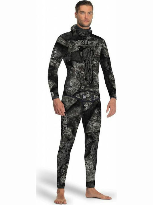 Omer Black Stone Divisible Wetsuit Shaved with Chest Pad for Speargun Grey Camouflage 3mm