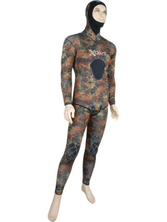 XDive Costum Divizibil De Neopren Sepia Cu Veste De Neopren Pentru Aruncător De Suliță Costum De Neopren Maro 5mm