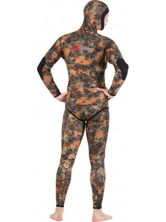 XDive Costum Divizibil De Neopren Sepia Cu Veste De Neopren Pentru Aruncător De Suliță Costum De Neopren Maro 5mm