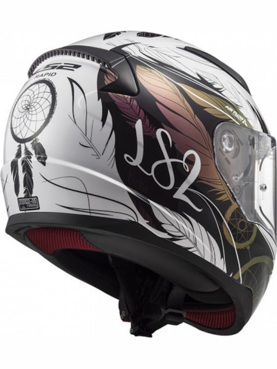 LS2 Rapid FF353 Boho White/Black/Pink Motorcycle Helmet Full Face ECE 22.06 1300gr