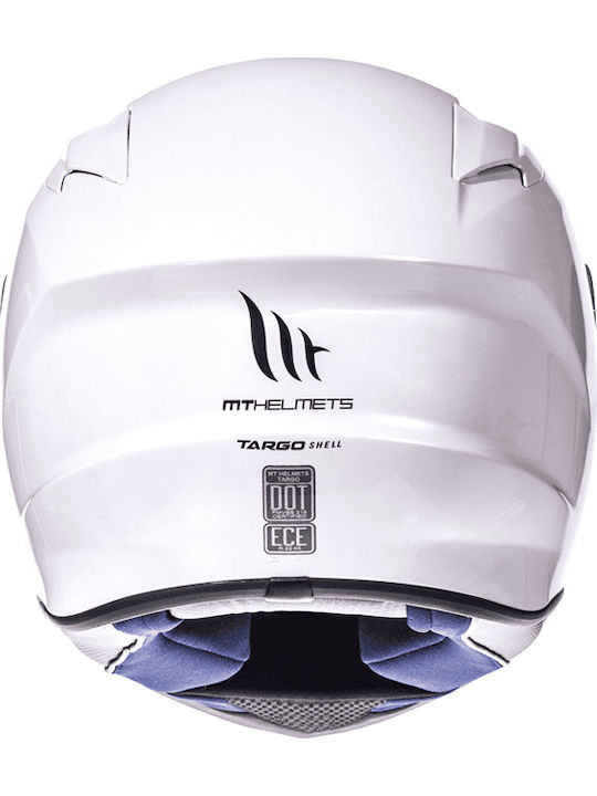 MT Targo Solid A0 Gloss Pearl White Κράνος Μηχανής Full Face ECE 22.05 / DOT 1450gr