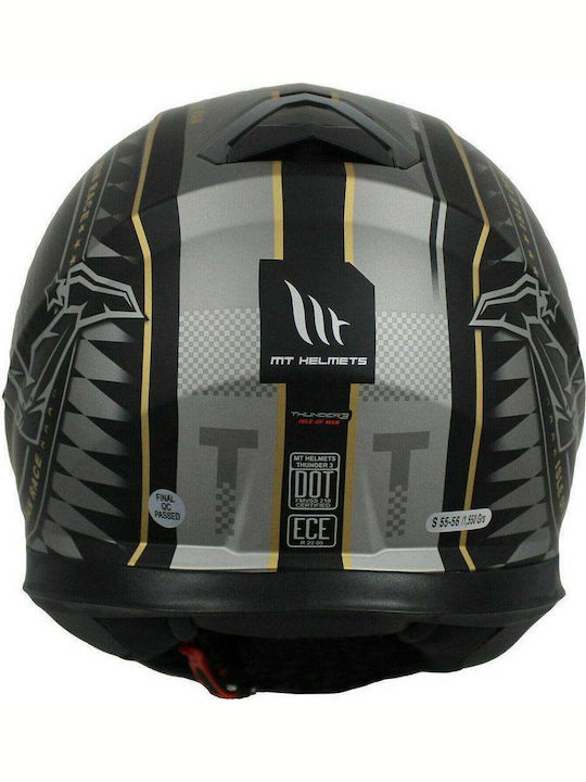 MT Thunder 3 SV Isle of Man Matt Black/Gold Motorcycle Helmet Full Face ECE 22.05 1550gr with Sunvisor MTH000KRA245