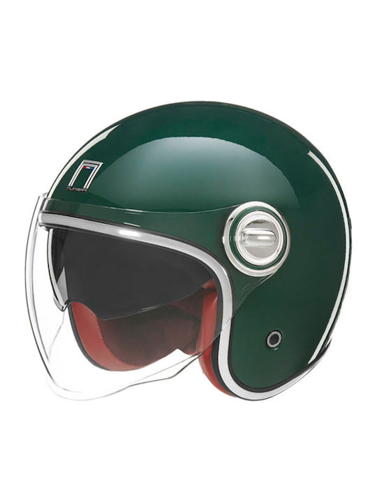 Nox Heritage English Green Motorcycle Helmet Jet 1350gr with Sunvisor