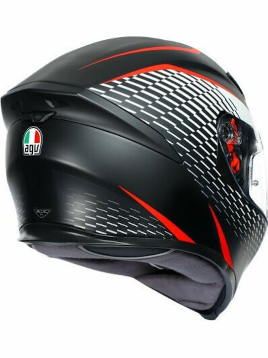 AGV K5 S Matt Black White Red Motorcycle Helmet Full Face 1390gr with Pinlock and Sun Visor
