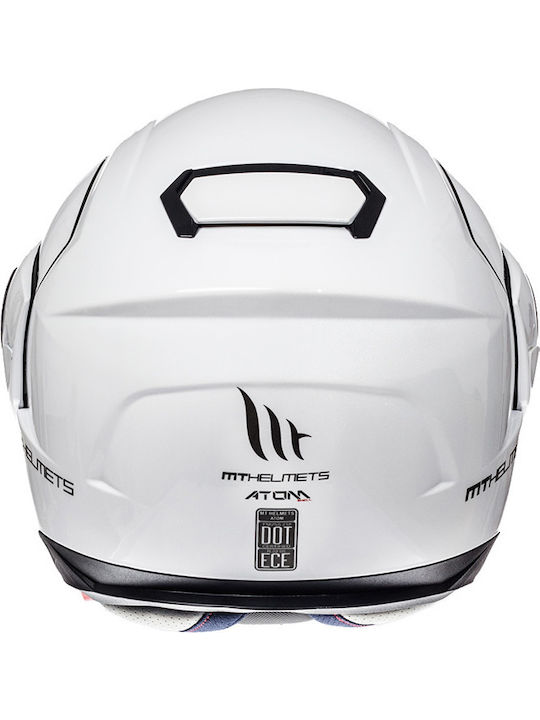 MT Atom SV Gloss Pearl White Motorradhelm Flip-Up ECE 22.05 1750gr mit Sunvisor