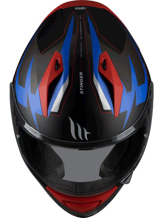 MT Stinger Powered D7 Matt Blue/Red/Grey Motorcycle Helmet Full Face ECE 22.05 1450gr