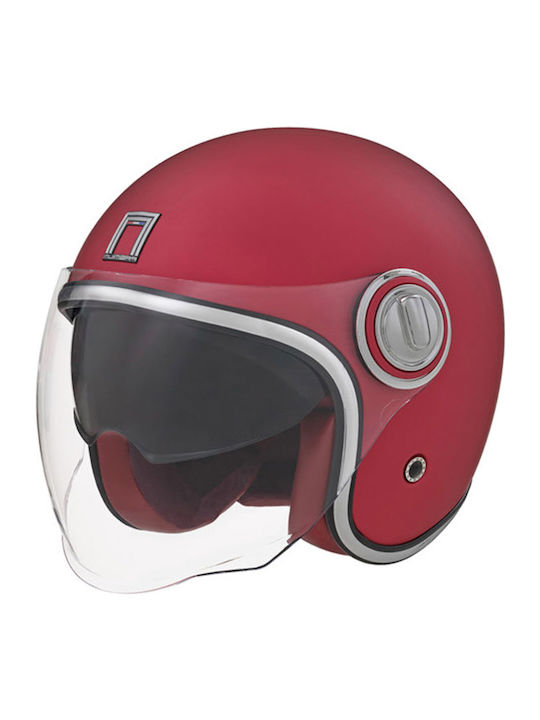 Nox Heritage Red Motorcycle Helmet Jet 1350gr with Sunvisor