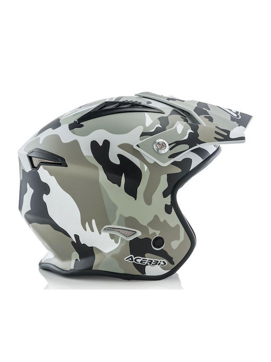 Acerbis Aria Matt Camo Grey Motorcycle Helmet Jet 1050gr with Sunvisor