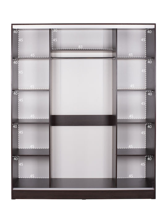 Dreifachtür Kleiderschrank Schieben ADLER mit Spiegel Wenge 183x60x220cm