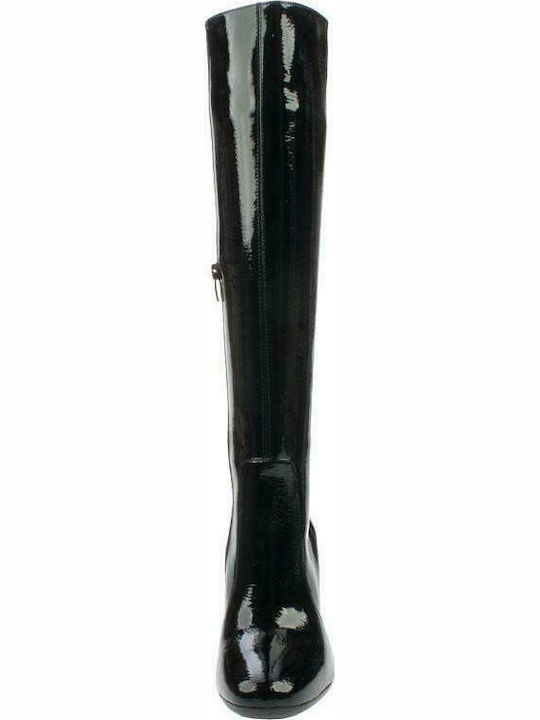 Damenstiefel aus Lackleder mit hohem Absatz Schwarz