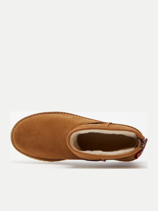 Classic Mini Logo Suede Γυναικεία Μποτάκια με Γούνα Chestnut