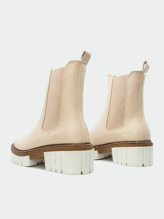 Women's Chelsea Boots with Medium Heel Nude