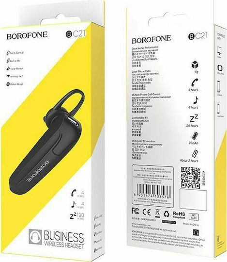 Borofone BC21 Earbud Bluetooth Handsfree Ακουστικό Μαύρο