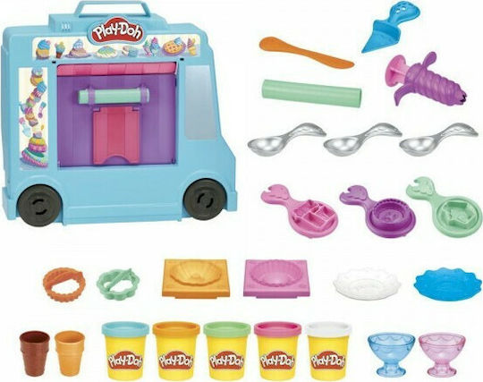 Hasbro Play-Doh Plasticine Ice Cream Truck Game For Ages 3 Plus 5 Pieces