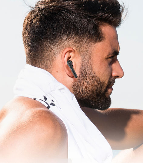 BlitzWolf BW-FYE8 In-ear Bluetooth Handsfree Ακουστικά με Αντοχή στον Ιδρώτα και Θήκη Φόρτισης Μαύρα