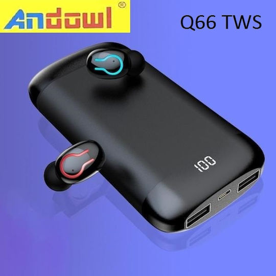 Andowl Q66 In-ear Bluetooth Handsfree Ακουστικά με Θήκη Φόρτισης Μαύρα