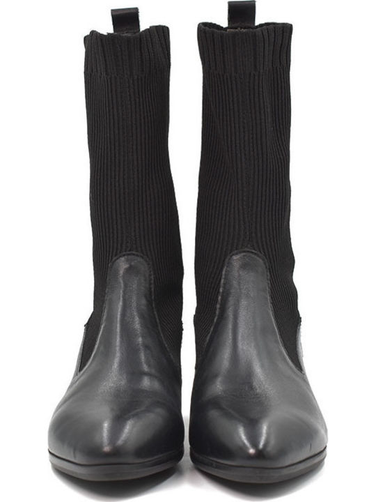 Leder Stiefeletten Damen Schwarz