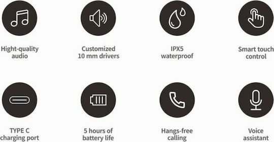 Havit TW916 Earbud Bluetooth Handsfree Ακουστικά με Αντοχή στον Ιδρώτα και Θήκη Φόρτισης Λευκά