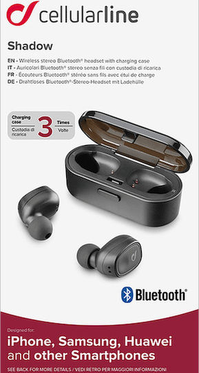 Cellular Line Shadow In-ear Bluetooth Handsfree Căști cu Carcasă de Încărcare Negru