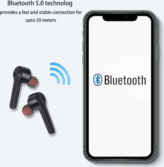 Lenovo HT20 In-ear Bluetooth Handsfree Ακουστικά με Θήκη Φόρτισης Μαύρα