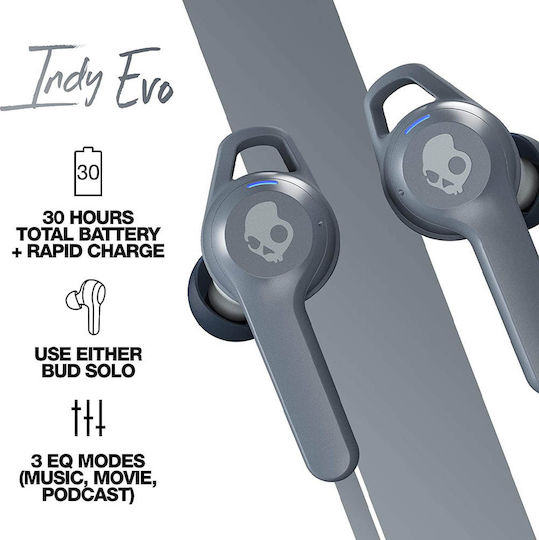 Skullcandy Indy Evo In ear Bluetooth хендсфри Слушалки с Кутийка за Зареждане Chill Grey