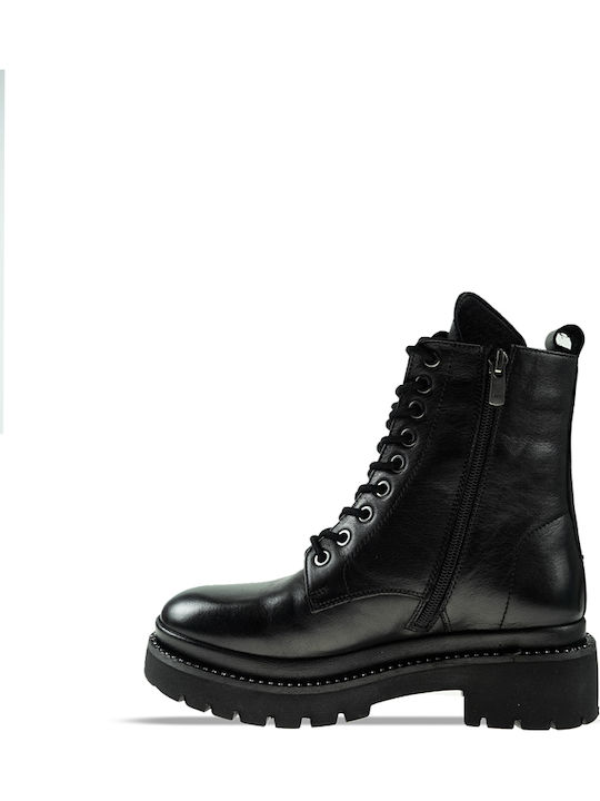 Leder Stiefeletten Damen Schwarz