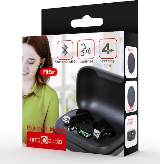 Gembird FITEAR-X300 In-Ear Bluetooth-Freisprecheinrichtung Kopfhörer mit Ladeetui Schwarz
