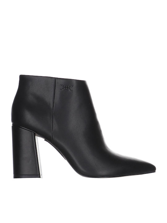 Zain Leather Women's Ankle Boots with High Heel Black