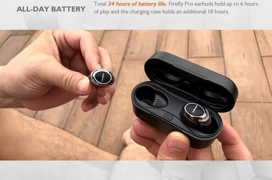 Firefly Pro In-ear Bluetooth Handsfree Ακουστικά με Θήκη Φόρτισης Μαύρα
