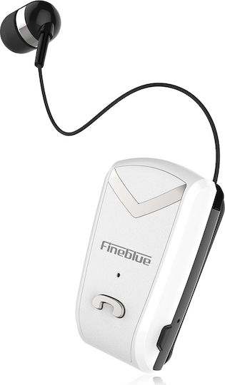 Fineblue F-V2 In-ear Bluetooth Handsfree Ακουστικό Πέτου Λευκό