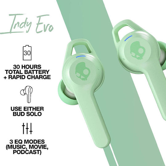 Skullcandy Indy Evo In-ear Bluetooth Handsfree Earphones with Charging Case Pure Mint