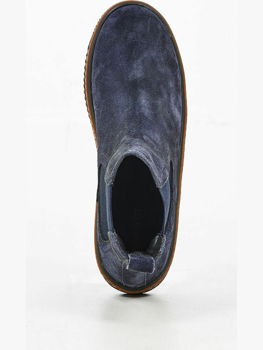 Mancose Suede Γυναικεία Chelsea Μποτάκια Navy Μπλε