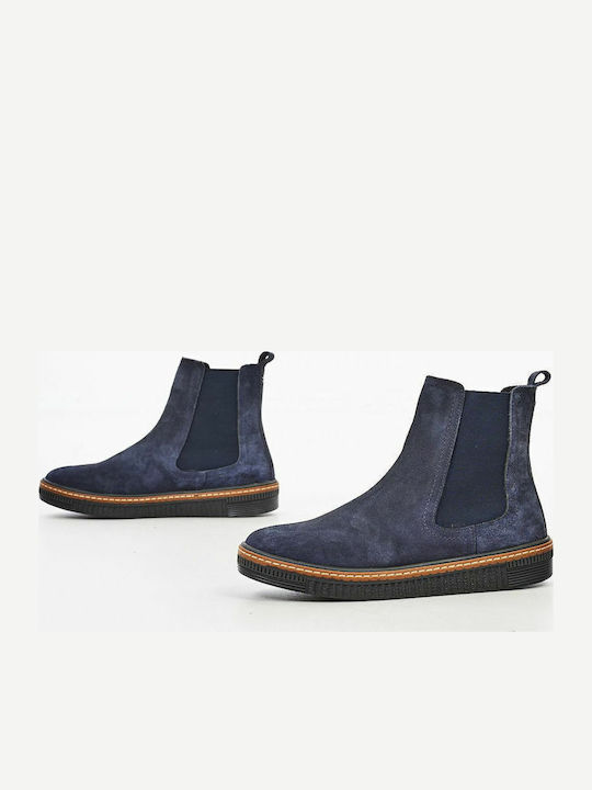 Mancose Suede Γυναικεία Chelsea Μποτάκια Navy Μπλε