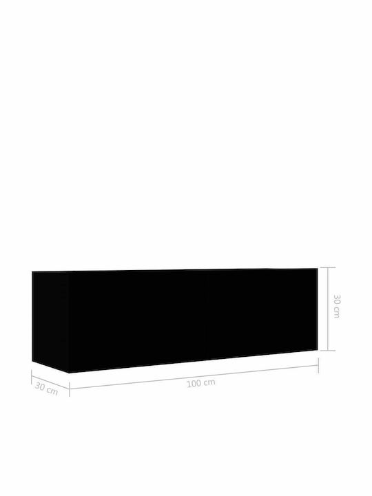 Living Room TV Unit Μαύρο L100xW30xH30cm