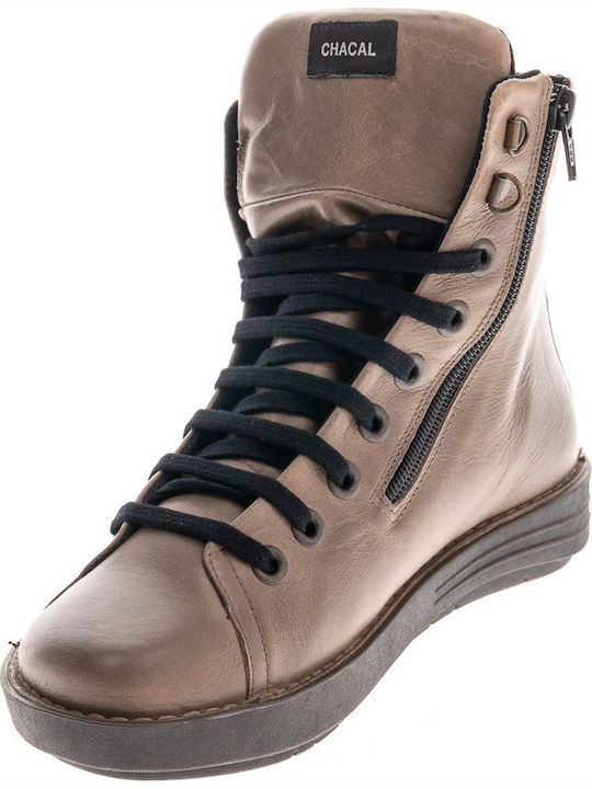 Leather Women's Ankle Boots Taupe