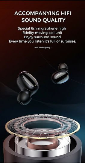 Joyroom JR-T08 In-ear Bluetooth Handsfree Earphones with Sweat Resistance and Charging Case Black