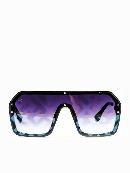 Olympus Sunglasses Faethon Sunglasses with Black Frame and Purple Gradient Lens 01-014